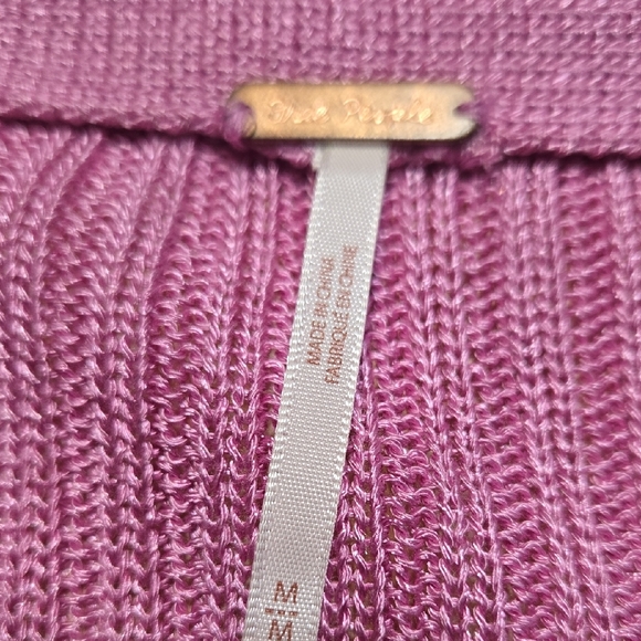 SW3 Free People Game On Butterfly Blush  Cardigan Sweater Sz Md Ribbed Oversized - Picture 9 of 12